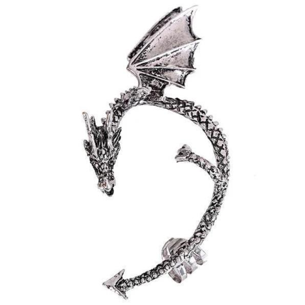 Enveloppe d'oreille ailes de dragon en acier, gothique, fantasy, fantastique