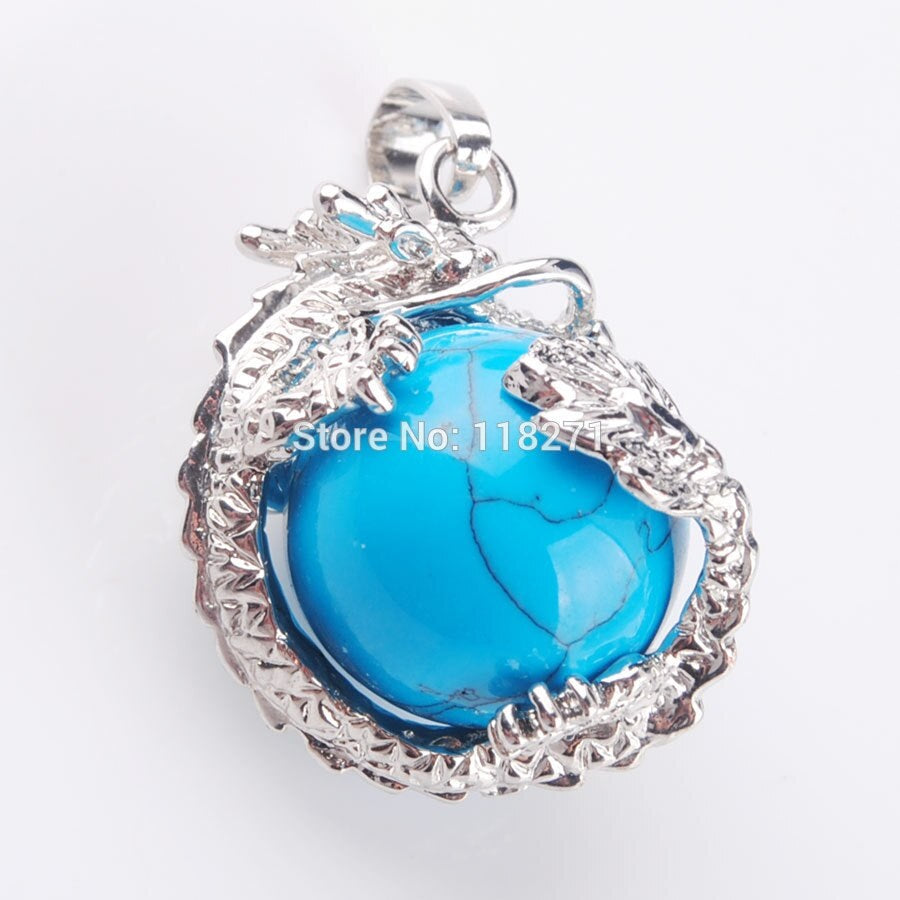 Collier avec pendentif en forme de dragon bleu pour hommes
