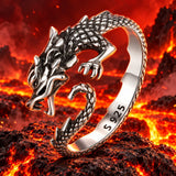 Anneau Dragon Argent Ajustable