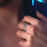 Anneau Dragon Argent Ajustable