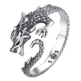 Anneau Dragon Argent Ajustable