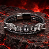 Bracelet Dragon Cuir et Perle