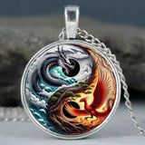 Pendentif Rond Dragon Phoenix