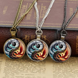 Pendentif Rond Dragon Phoenix