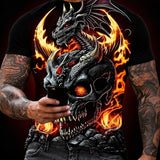 T-Shirt Crâne et Dragon en Feu