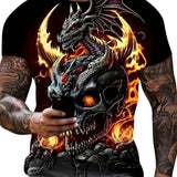 T-Shirt Crâne et Dragon en Feu