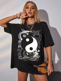 T-Shirt Dragon Chinois Yin Yang Noir et Blanc