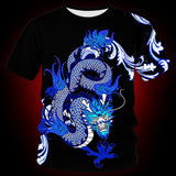 T-Shirt Dragon Noir et Bleu