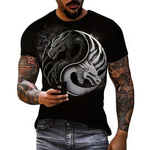 T-Shirt Tête de Dragon Yin Yang