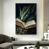 Toile Dragon et Grimoire Médiéval