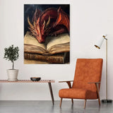 Toile Dragon et Grimoire Médiéval