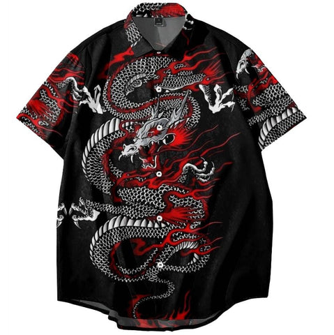 Chemise Dragon Chinois Rouge et Noir