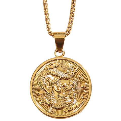 Collier Dragon Rond Couleur Or