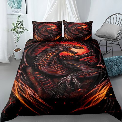 Parure de lit samouraï japonais,motif dragon occidental chinois,décoration de chambre de garçons filles,housse de couette 220x240 - Maison
