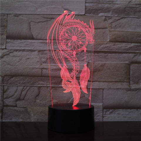 Lampe Décorative Led Lumière De Nuit En Bois 3D En Forme D'Animal Dragon |  Bibliothèque De Bureau Pour Enfants Chambre À Couc[H3727]