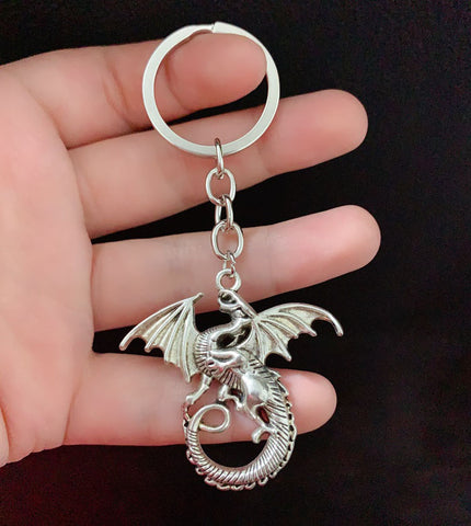 Porte-clés ou porte-clefs dragon en étain Porte-clés ou porte-clefs dragon en étain
