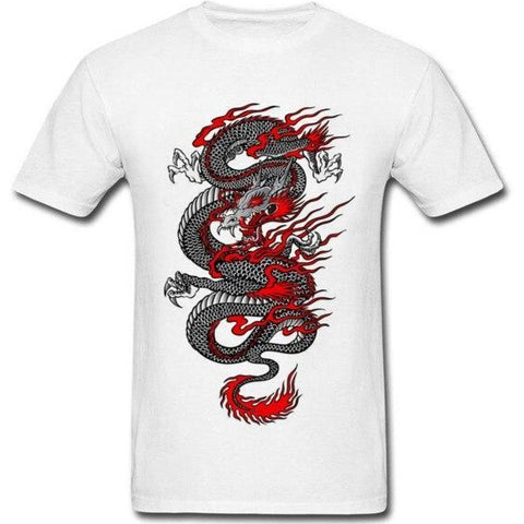 T-Shirt Blanc Dragon Rouge
