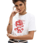 T-Shirt Dragon Rouge Femme