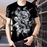 T-Shirt Dragon Asiatique Noir et Blanc
