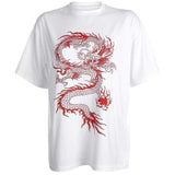 T-Shirt Dragon Rouge et Blanc pour Femme