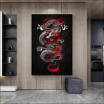 Toile Dragon Chinois Rouge