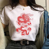 T-Shirt Dragon Rouge Femme